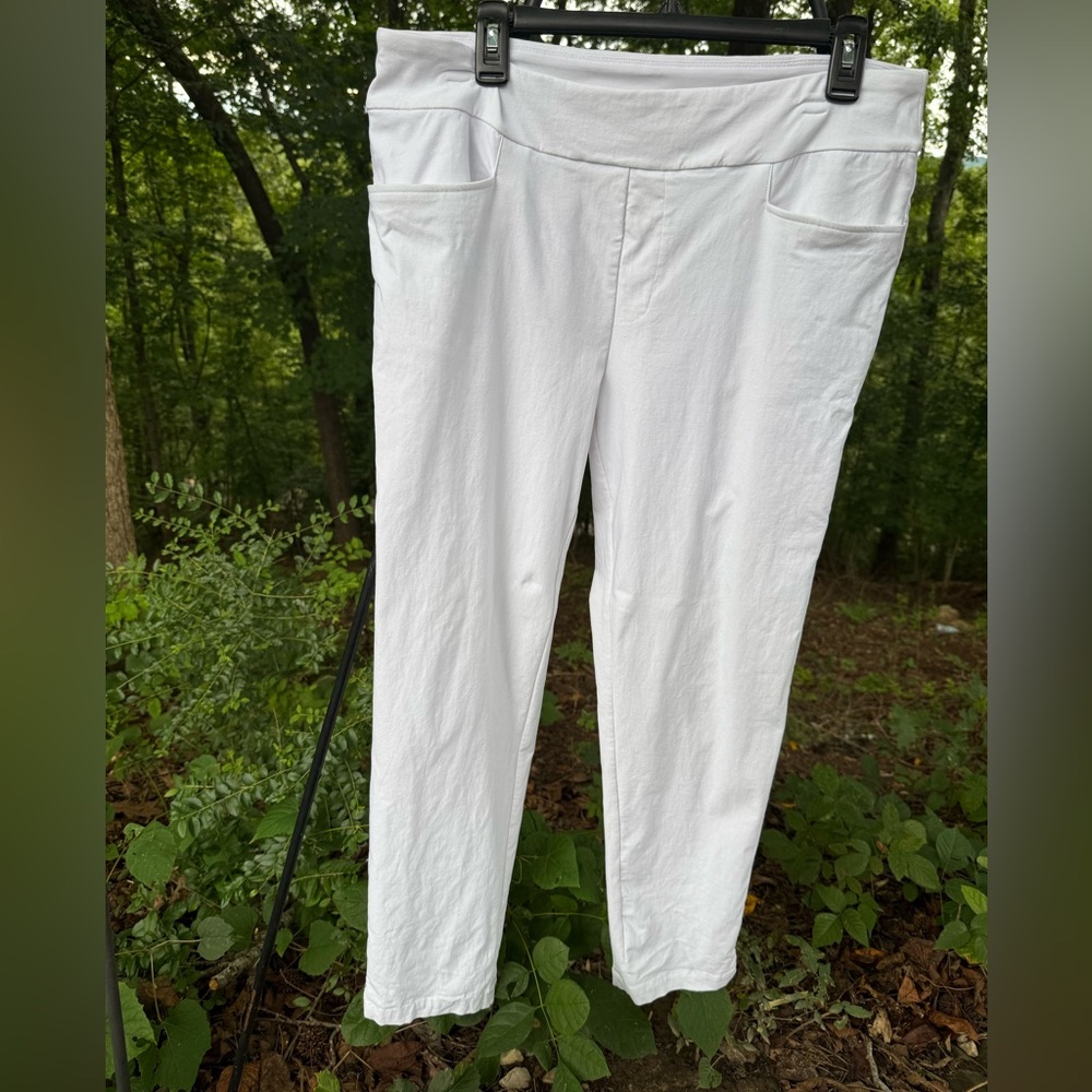 Willit Women’s White Golf Pants Size L Stretch Pull-On Comfort Waistband Pockets